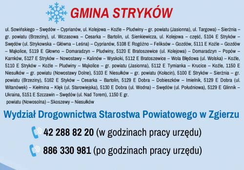 Wykaz dróg powiatowych na terenie Gminy Stryków