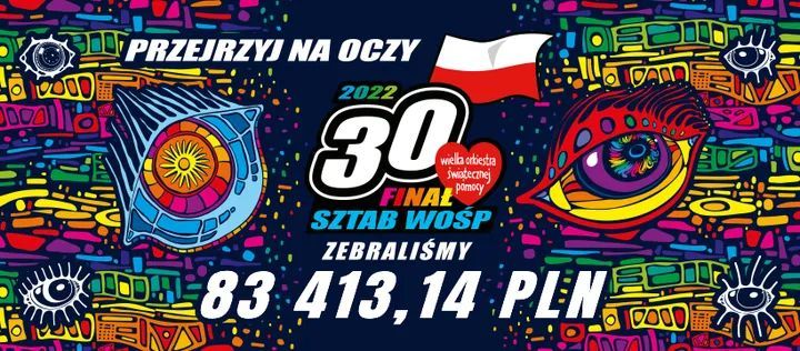 Plakat z kwotą zbiórki WOŚP 2022, źródło SZTAB #4061 OSP Stryków﻿