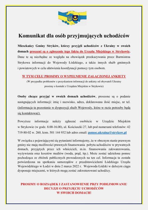 Komunikat UM w Strykowie