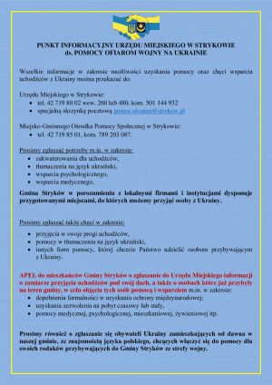 Informacje dotyczące pomocy obywatelom Ukrainy333