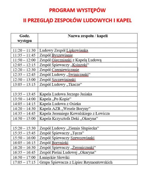 Program występów