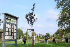 Warsztaty Nordic Walking w parku nad Moszczenicą, trzecie z kolei zajęcia