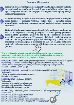 Informacja dotycząca obsługi poszczególnych kategorii dróg