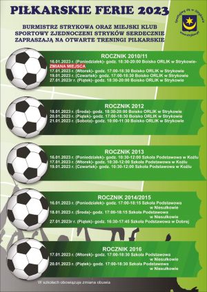 Zmieniony harmonogram treningów piłkarskich na Orliku oraz w szkołach