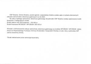 Treść promesy na samochód dla OSP w Strykowie