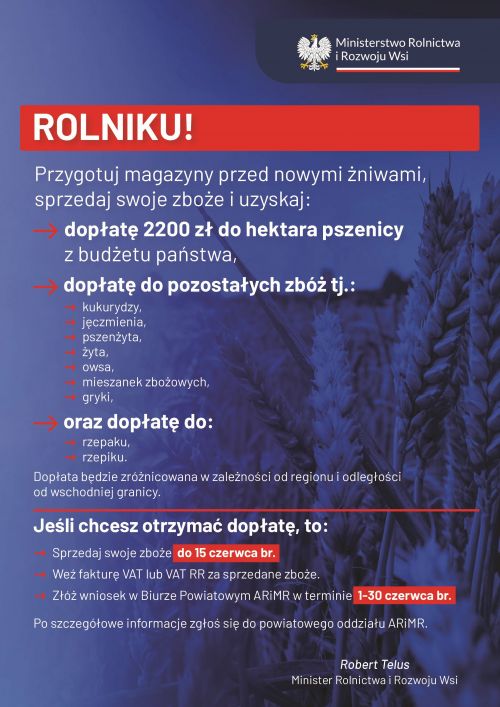 Plakat informacyjny, Ministerstwo Rolnictwa i Rozwoju Wsi