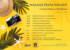 Plakat, zajęcia wakacyjne w DK Niesułków