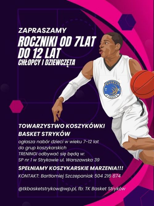 Plakat informacyjny, TK Basket Stryków