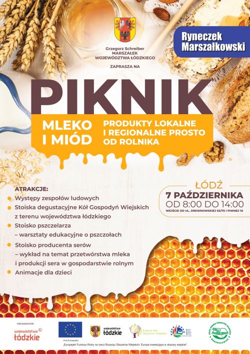 Plakat - piknik na terenie Ryneczku Marszałkowskiego