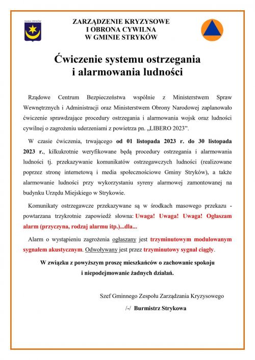 Informacja o ćwiczeniach LIBERO 2023