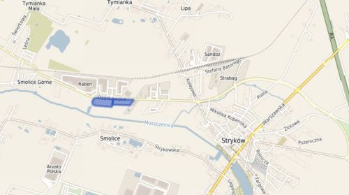 Mapka, zaznaczony teren inwestycyjny