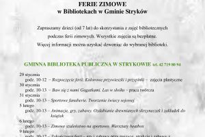 Ferie zimowe w Gminie Stryków 2024 r.