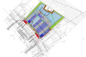 Rysunek zagospodarowania terenu parkingu z dokumentacji technicznej, przed rozpoczęciem