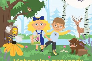 Publikacje ekologiczne dla dzieci i rodziców, okładka wydawnictwa gminnego "Wakacyjne Przygody Ekobohaterów"