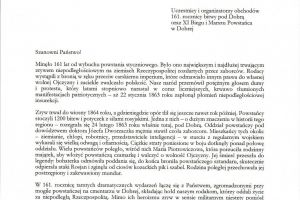 List Prezydenta RP z okazji obchodów 161. rocznicy Bitwy stoczonej pod Dobrą w Powstaniu Styczniowym 1863 r.