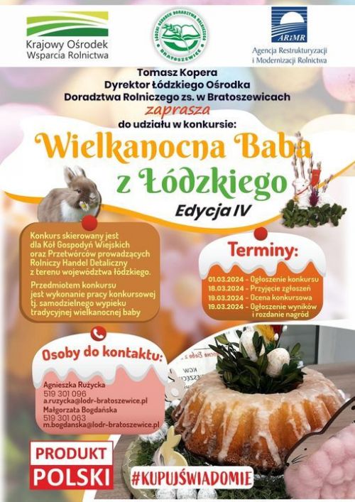 Plakat informacyjny ŁODR z siedzibą w Bratoszewicach