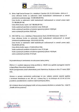 Zawiadomienie o wybraniu najkorzystniejszej oferty w przetargu na budowę CRS w Strykowie