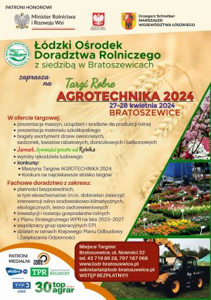 Plakat informacyjny ŁODR z siedzibą w Bratoszewicach
