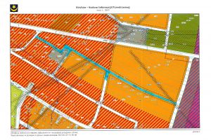 Mapka z oznaczonym śladem drogi planowanym do remontu.