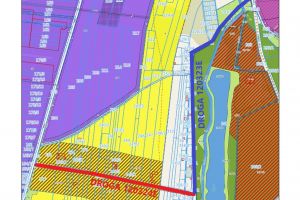Mapka, odcinek planowanej do przebudowy drogi gminnej nr 120323 E relacji Cesarka-Ługi