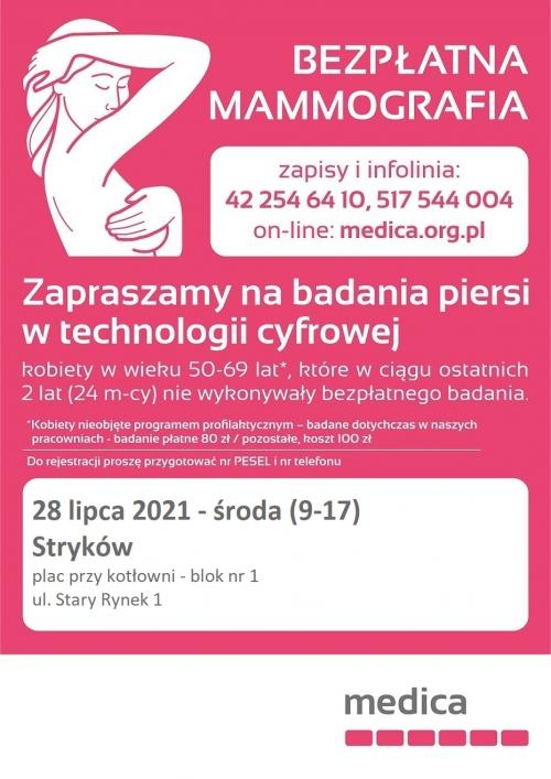 Bezpłatne badania mammograficzne