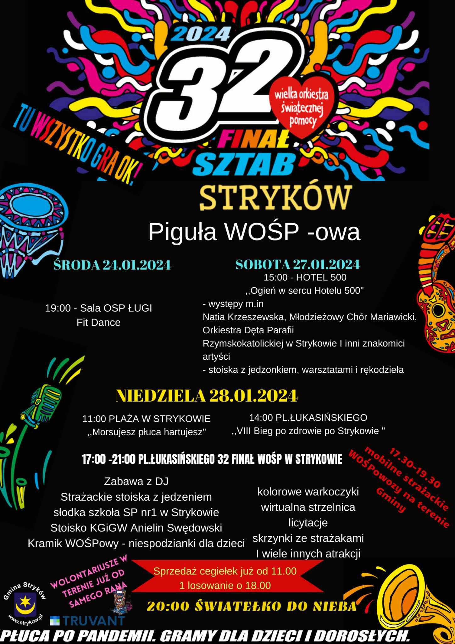 Plakat informacyjny, grafika: SZTAB #4061 OSP Stryków