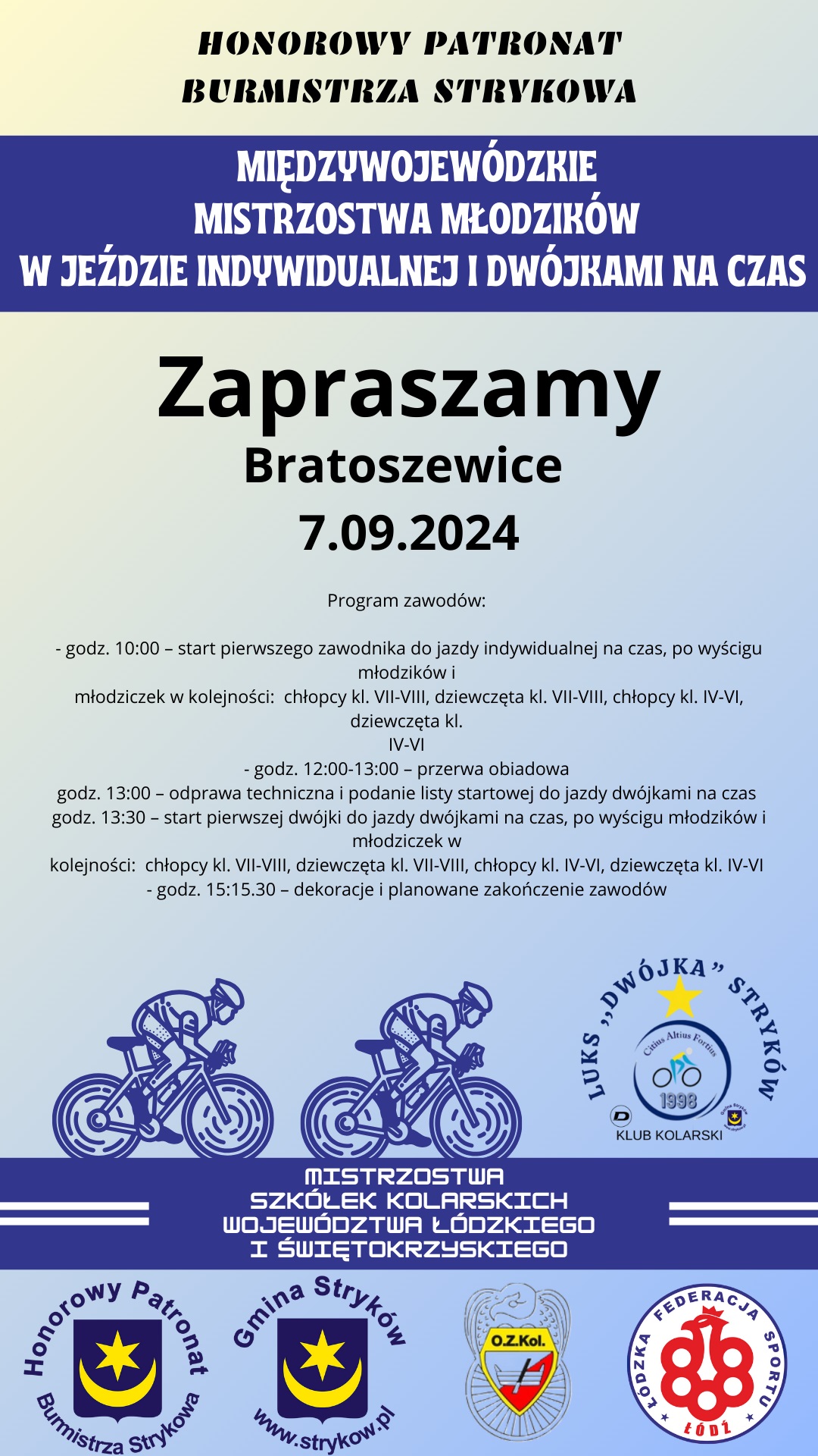 Międzywojewódzkie Mistrzostwa Młodzików w jedzie indywidualnej i dwójkami na czsas