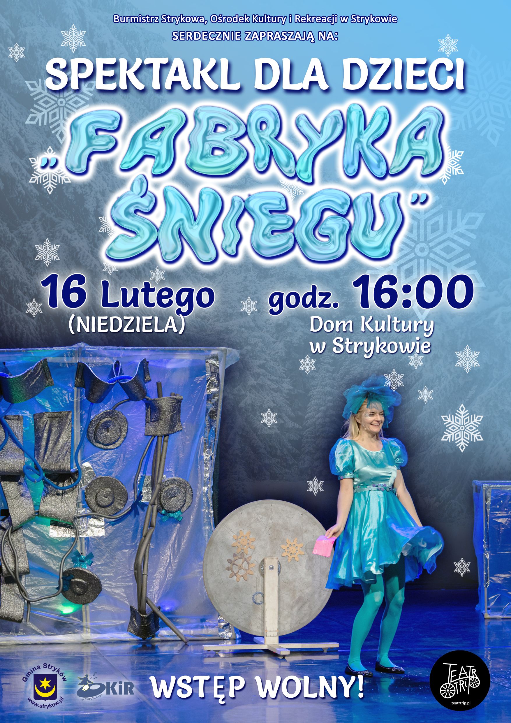 Spektakl dla dzieci "Fabryka śniegu" w Domu Kultury w Strykowie