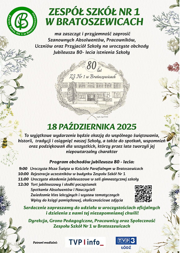 Jubileusz 80-lecia ZS Nr 1 w Bratoszewicach