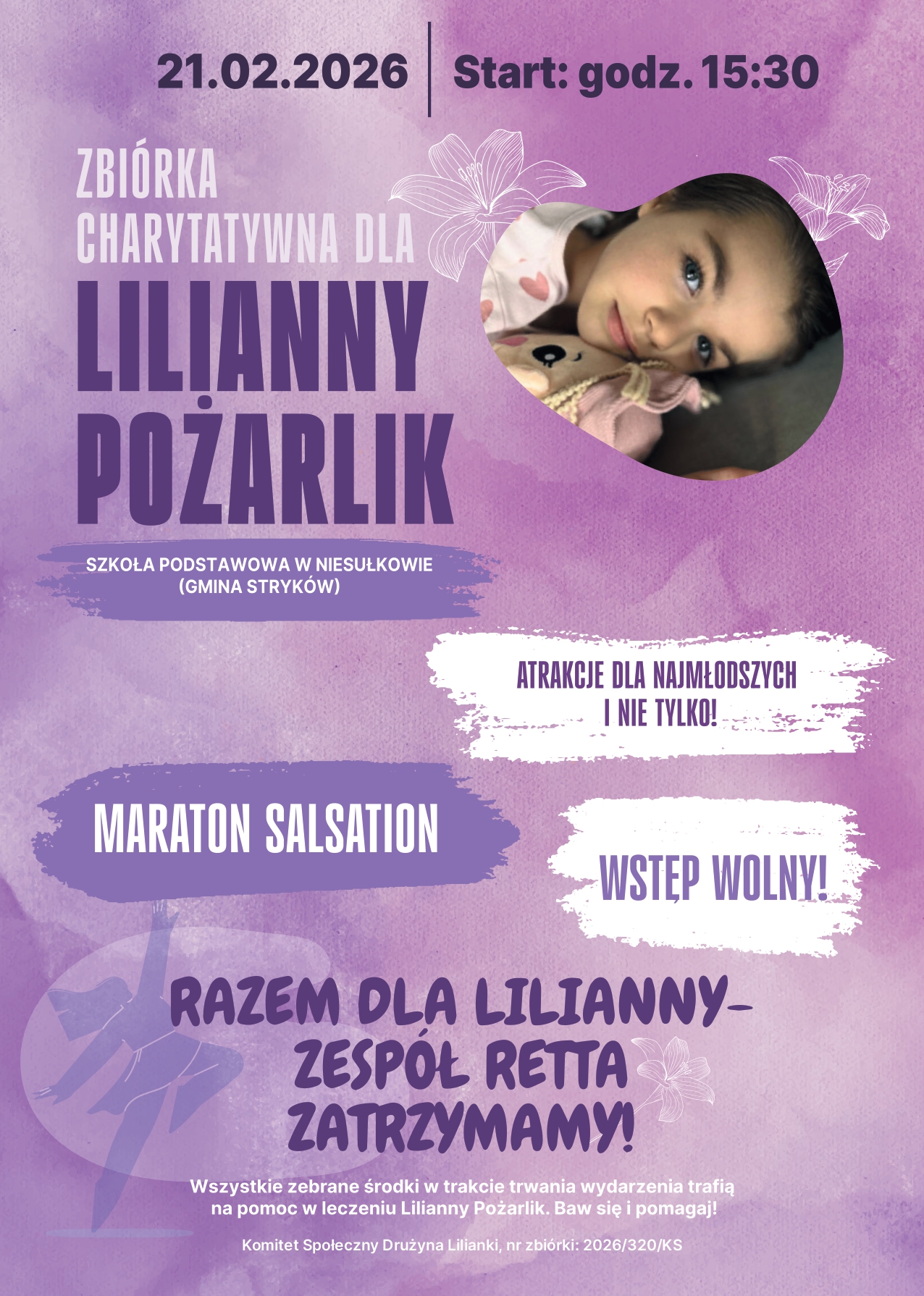 Zbiórka charytatywna dla Lilianny - plakat