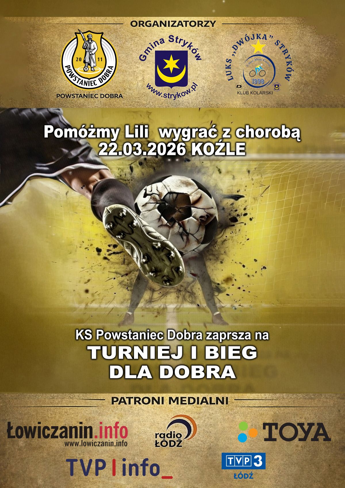 Plakat - Turniej i Bieg dla Dobra - 22 marca 2026