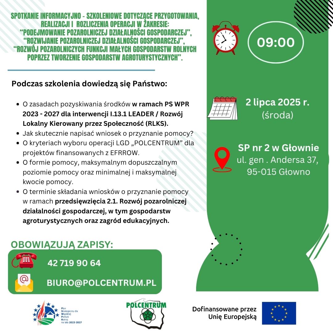 Spotkanie informacyjno – szkoleniowe z LGD POLCENTRUM