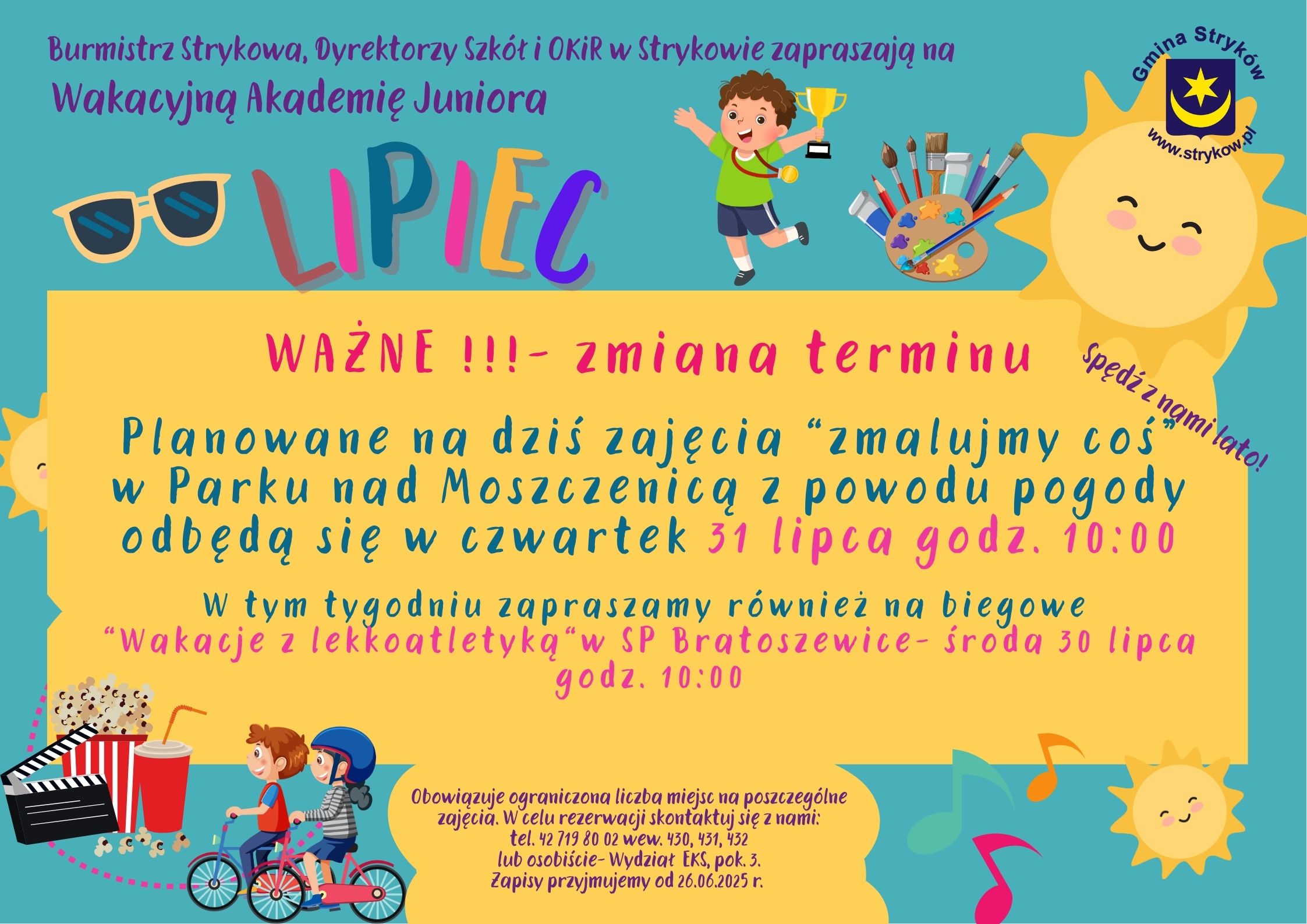 Zmiana terminu zajęć Strykowskiej Akademii Juniora