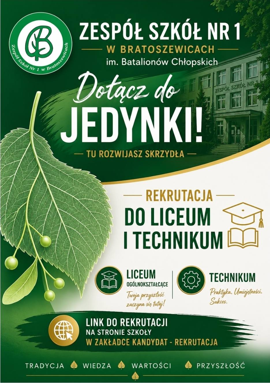 Rekrutacja w Zespole Szkół Nr 1 w Bratoszewicach
