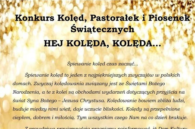 Konkurs Kolęd, Pastorałek i Piosenek Świątecznych HEJ KOLĘDA, KOLĘDA ...