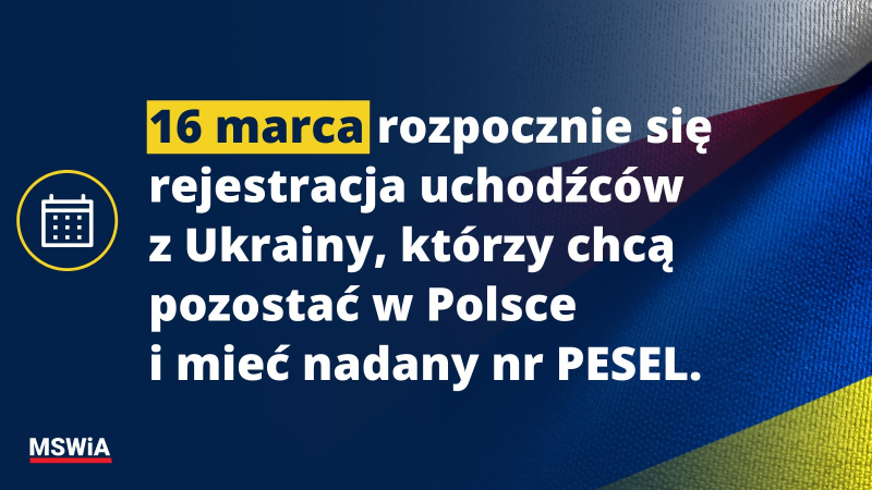 Rejestracja uchodźców z Ukrainy od 16 marca