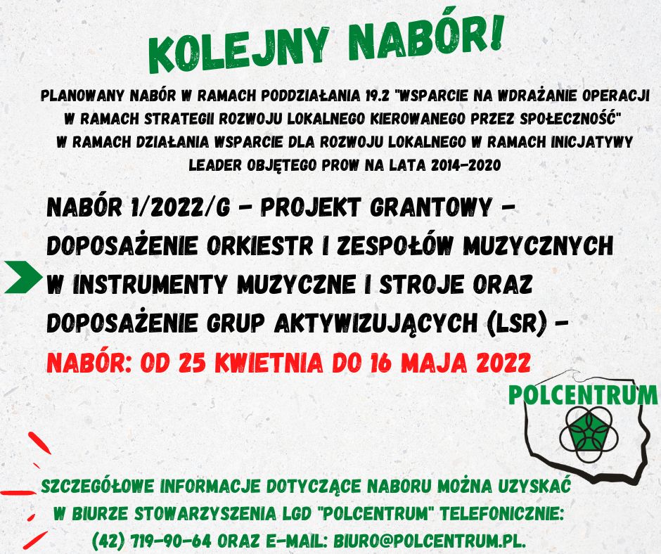 LGD POLCENTRUM -  nabór wniosków na projekty grantowe