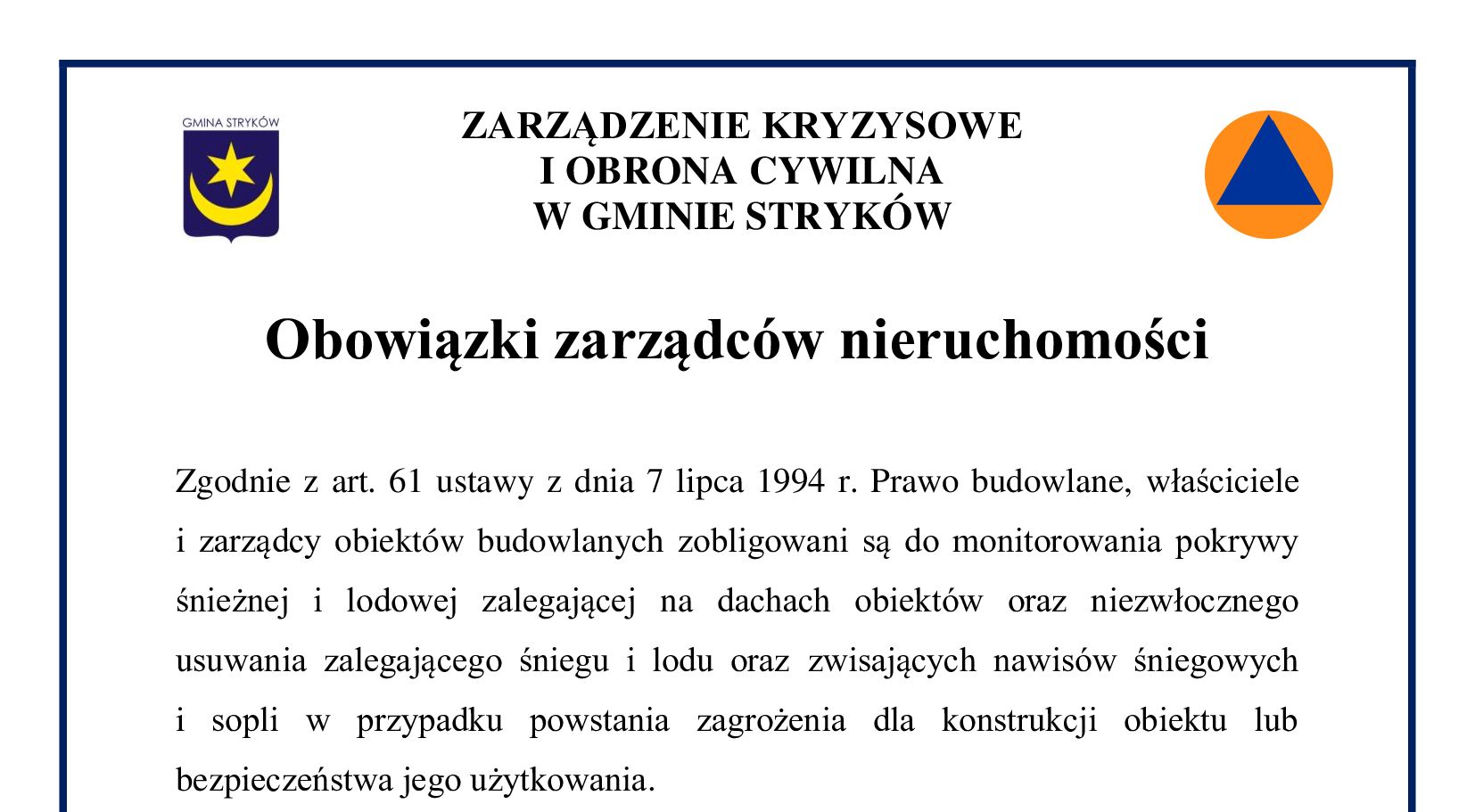 Obowiązki zarządców nieruchomości - informacja