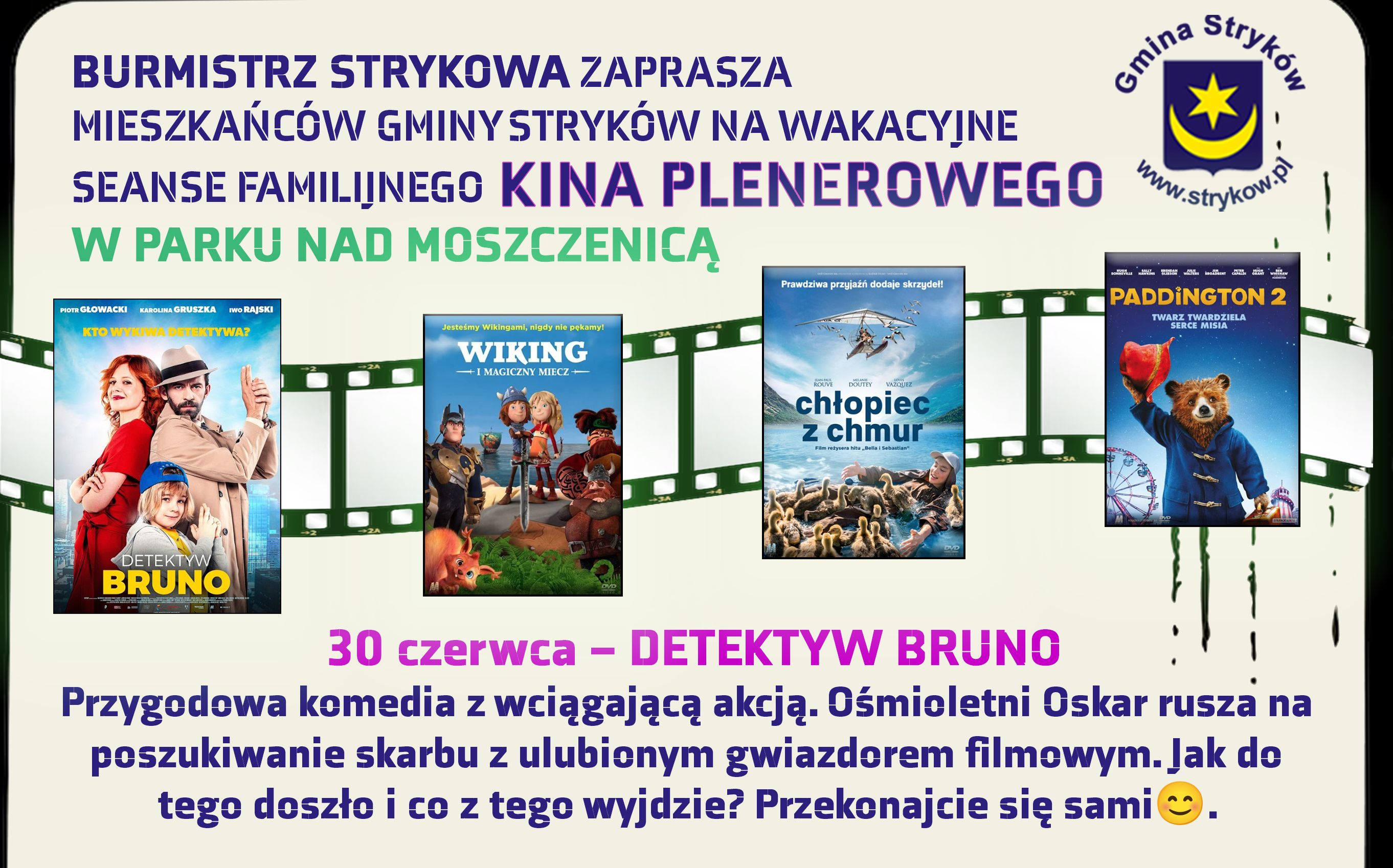 Zapraszay na Kino Familijne w parku nad Moszczenicą